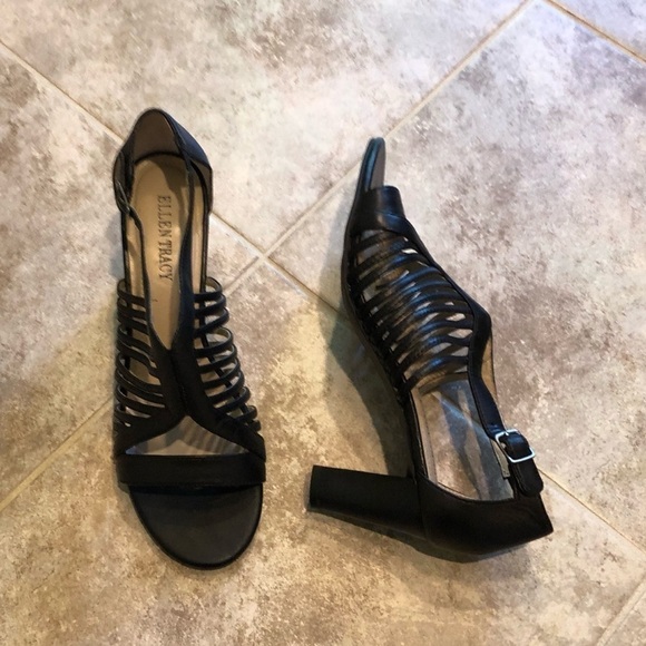 Ellen Tracy Miles leather open toe heels s… - Picture 5 of 15